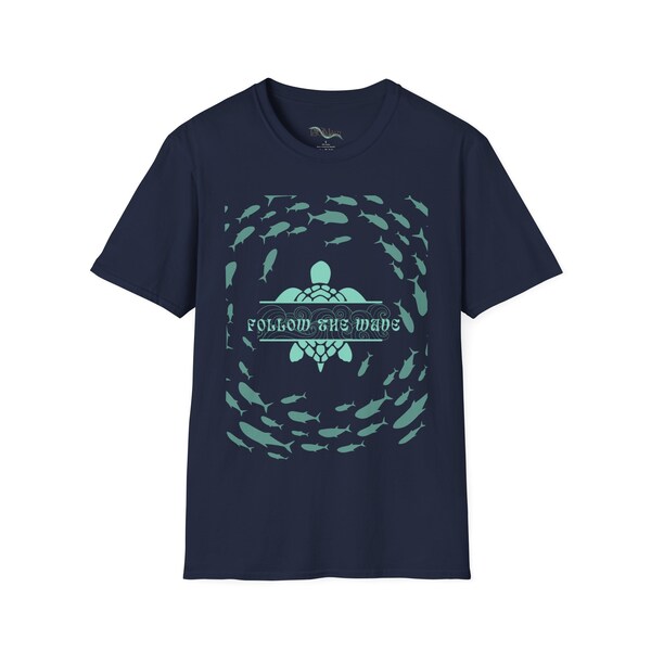 Follow the wave black, ice gray, military green, navy Unisex Softstyle T-Shirt