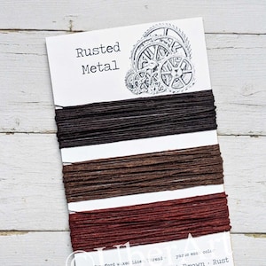 Waxed Linen Thread 4 ply, Rusted Metal colors: Chocolate Brown, Walnut Brown, Rust, 5 or 10 yards of each color image 1