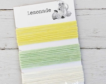 Waxed Linen Thread, Lemonade colors: Yellow, Mint Green, Warm White, 5 or 10 yards of each color