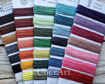 Waxed Linen Thread, 4 ply, 36 Crawford colors, 5 or 10 yards of each color