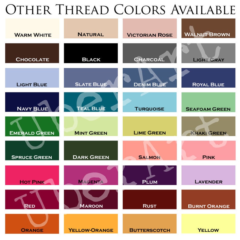 Waxed Linen Thread 4 ply color chart