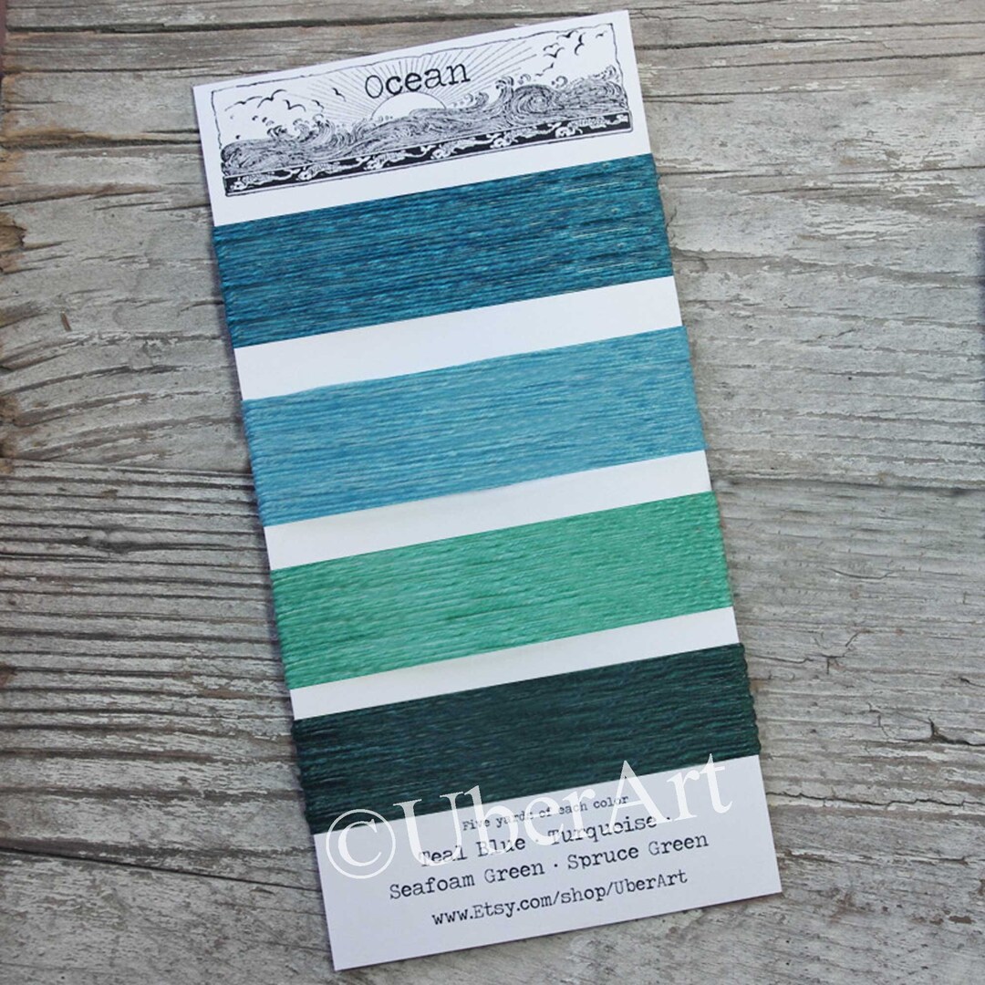 Waxed Linen Thread 4 Ply, Ocean Colors: Teal Blue, Turquoise, Seafoam ...