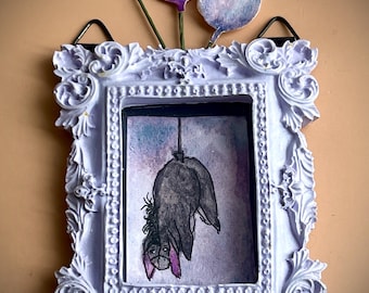 Hand Painted Eeyore Watercolour Art in Handmade Frame – Perfect Gift for Disney Fans and Watercolour Art Lovers