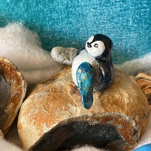 Cutest Miniature Penguin and Fish Figurine Study Buddy – Hand-Sculpted Gift Cute Desk Decor