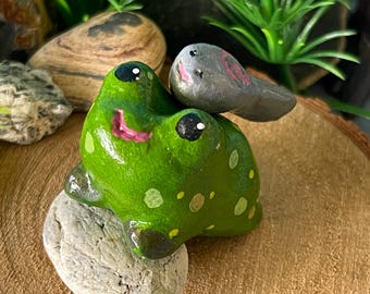 Hand Sculpted Green Tree Frog Figurine - Desk Decor, New Parent Gift
