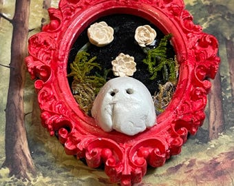 Miniature Ghost Framed Art: Goth Dark Academia Wall Decor