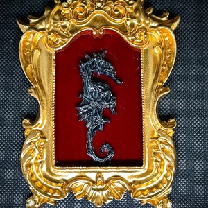 Handcrafted Gothic Cottage Core Seahorse Skeleton Wall Art - Perfect Halloween Statement Piece