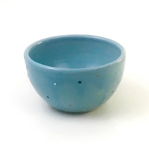 Blue Pottery Bowl, Single-Serving Bowl, Polka Dot Bowl, Handmade Bowl