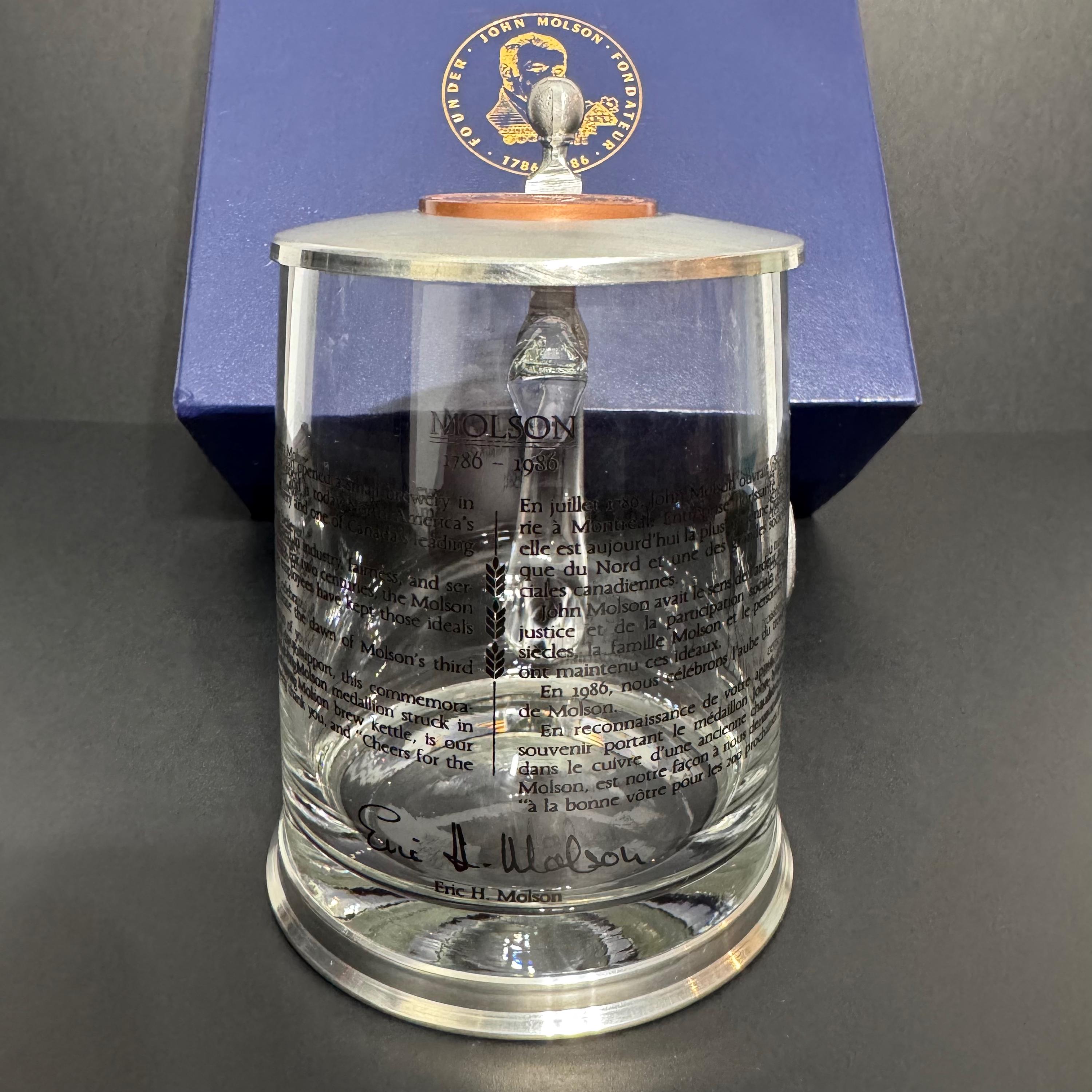 Vintage Rare Clear Glass Beer John Molson 1786-1986 200th