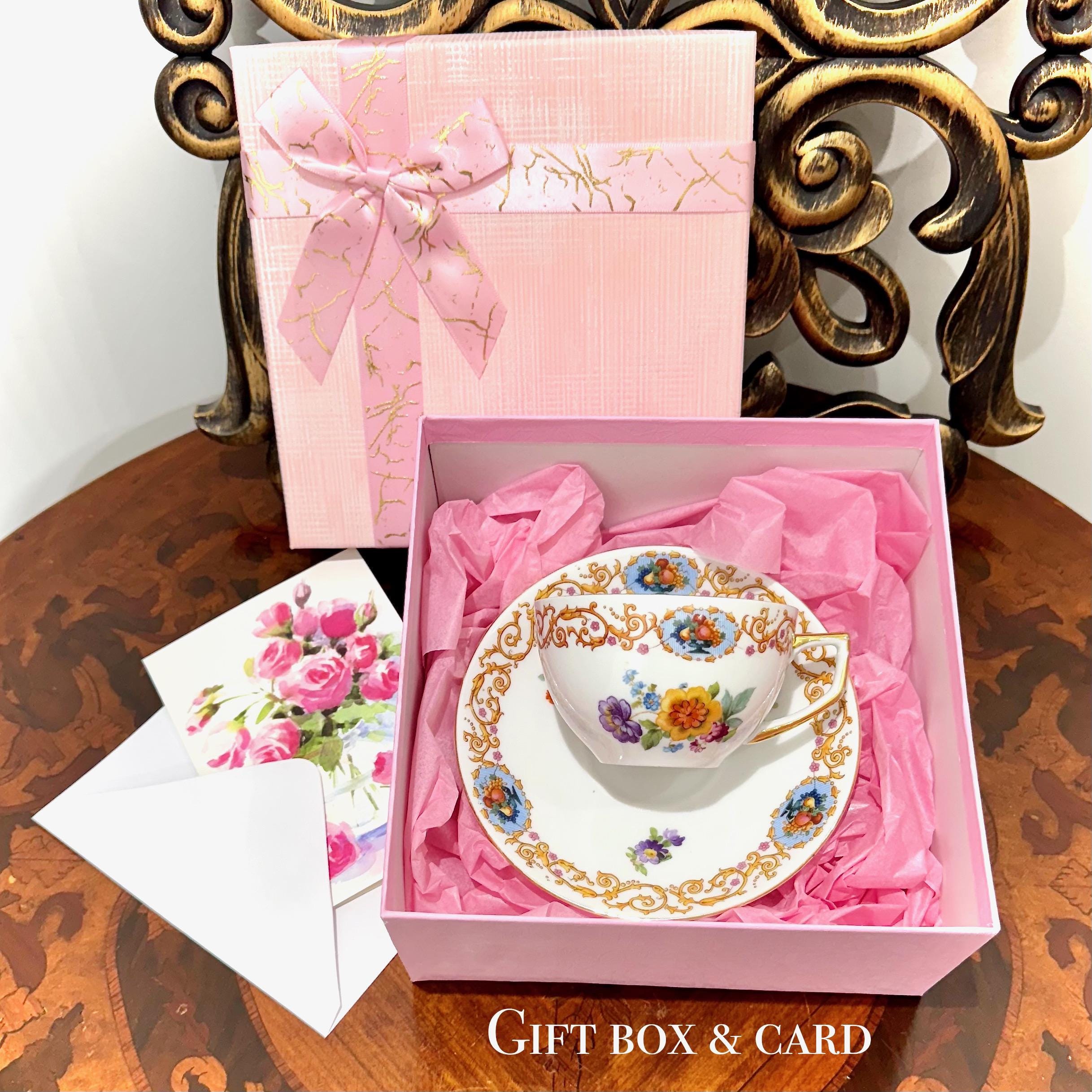 Vintage Aynsley Bone China Teacup and Saucer Set, Pink Rose, Art