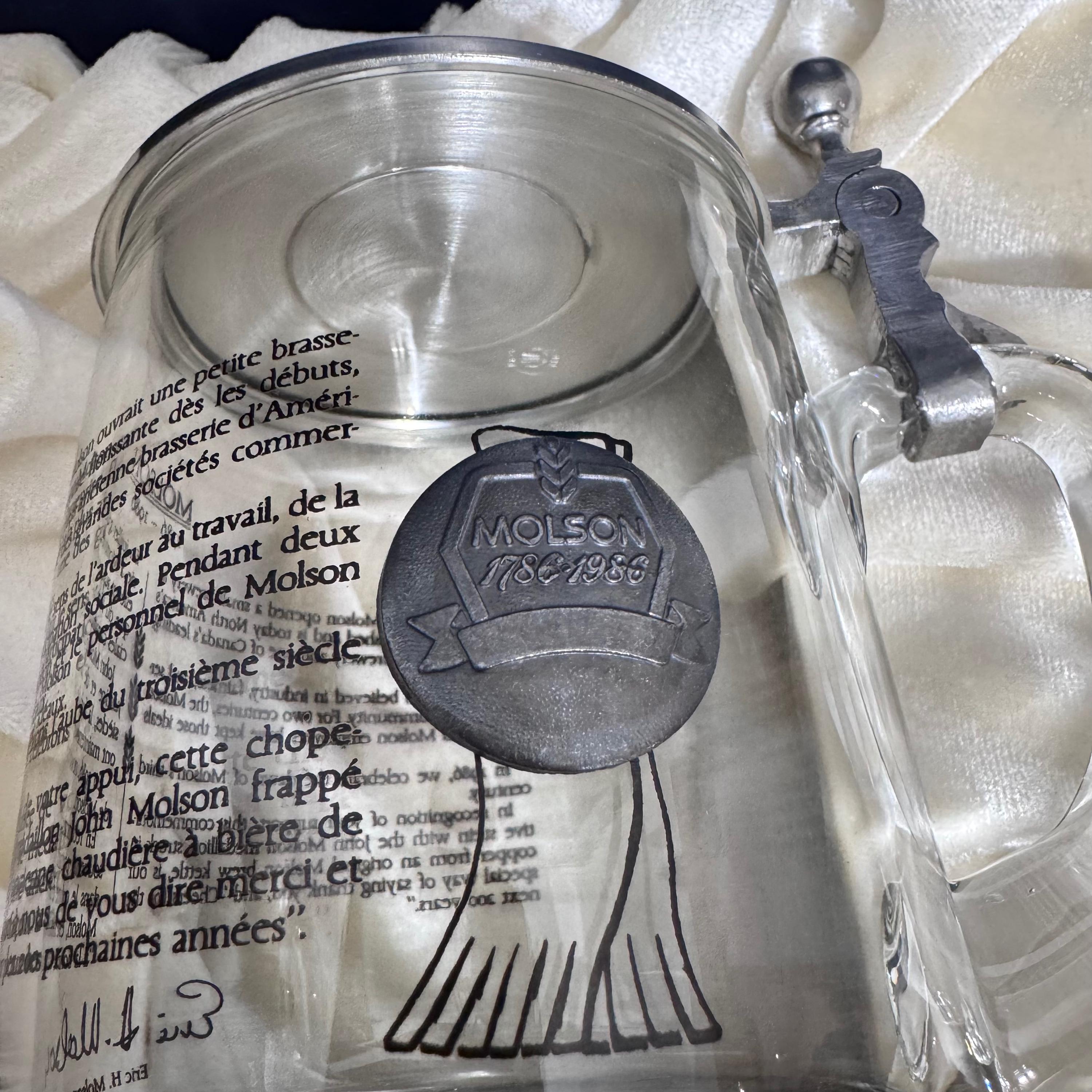 Vintage Rare Clear Glass Beer John Molson 1786-1986 200th