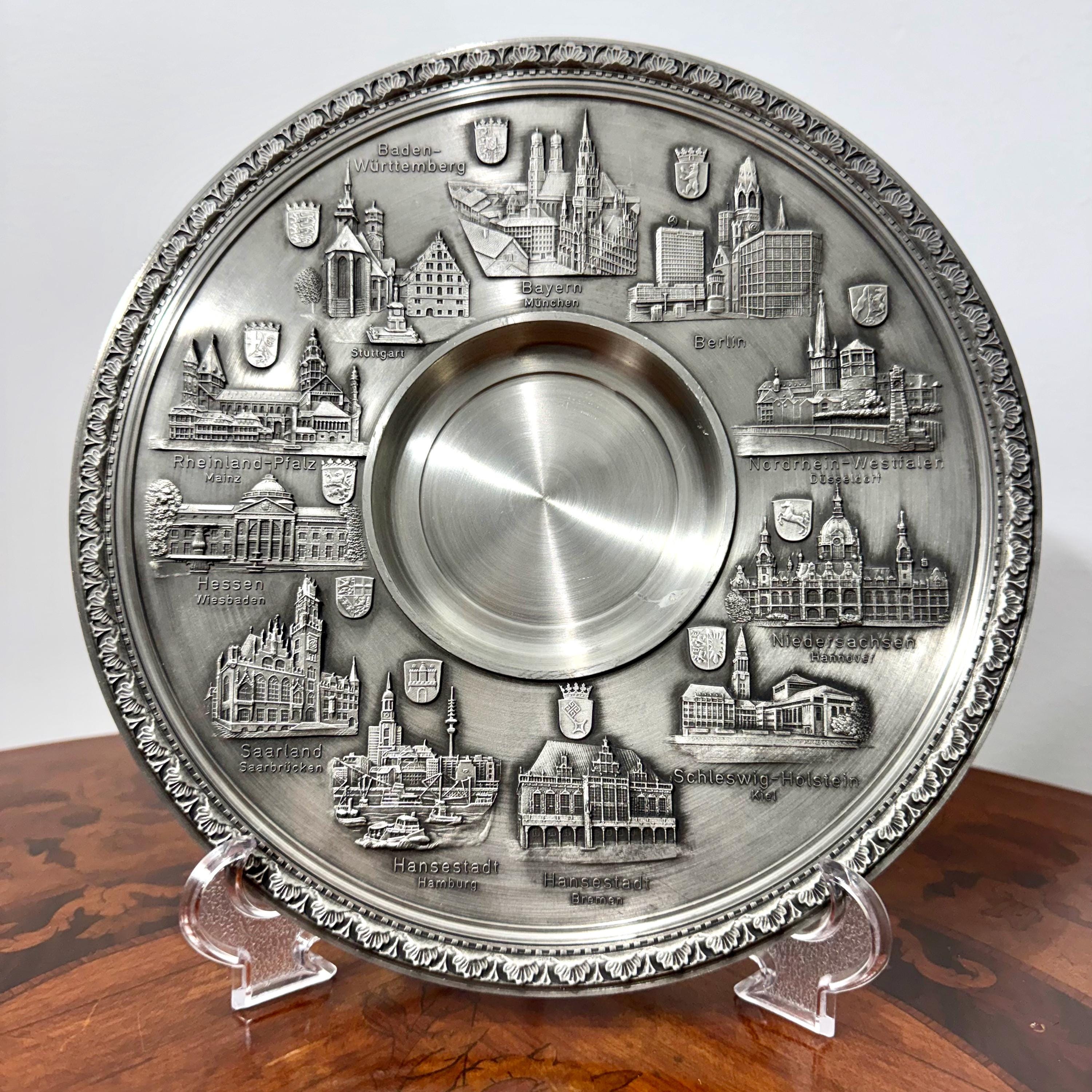 【美品】ドイツ製錫　アンティーク調 プレート Winter Zinn Pewter Plate - Etsy