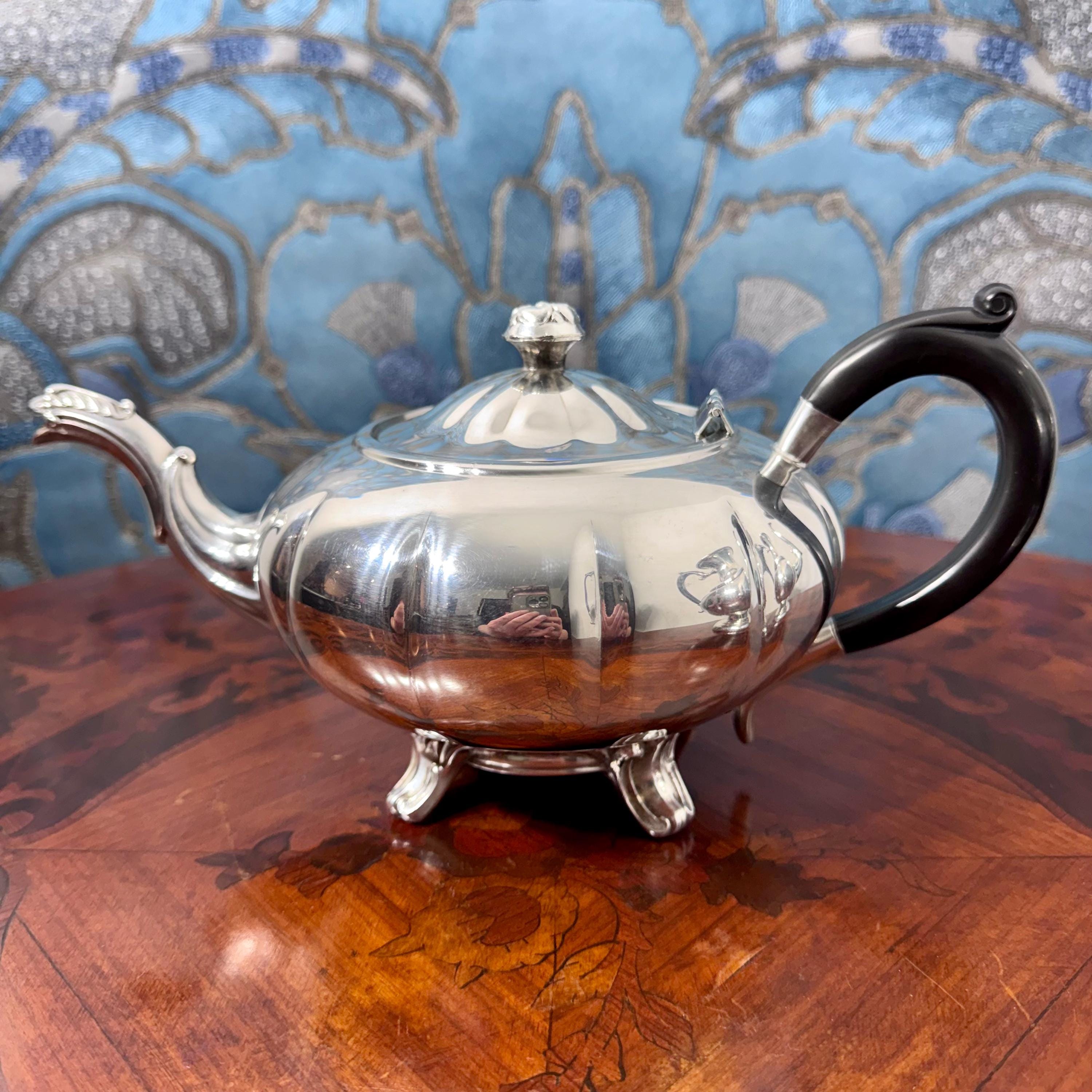 Vintage Silver Plate Teapot, Marlboro E.P. Copper Lead Mounts 