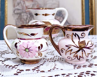 Small Pitchers Porcelain Hand Painted Old Castle Made in England
