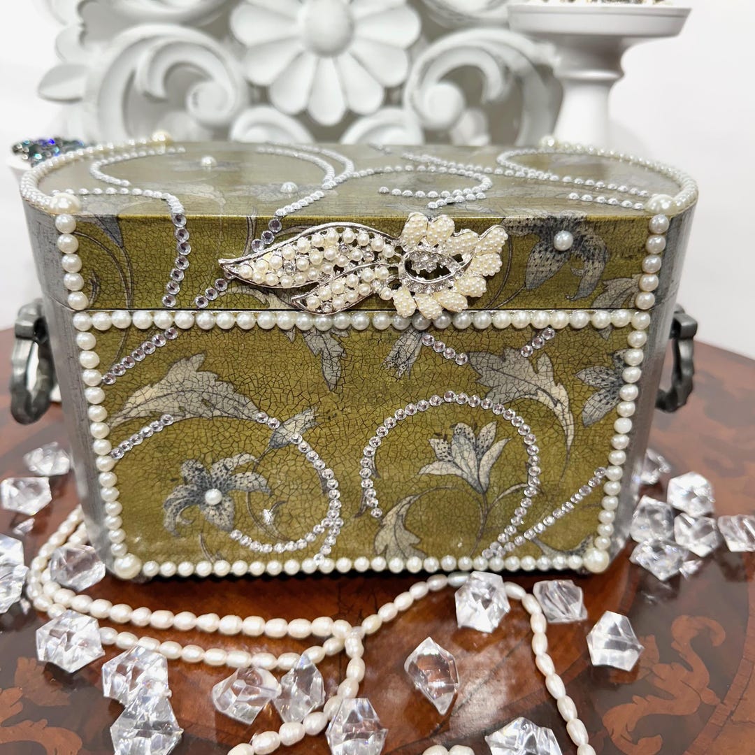 Sparkle Glamour Jewelry Box Organizer, French Shabby Chic Storage ...