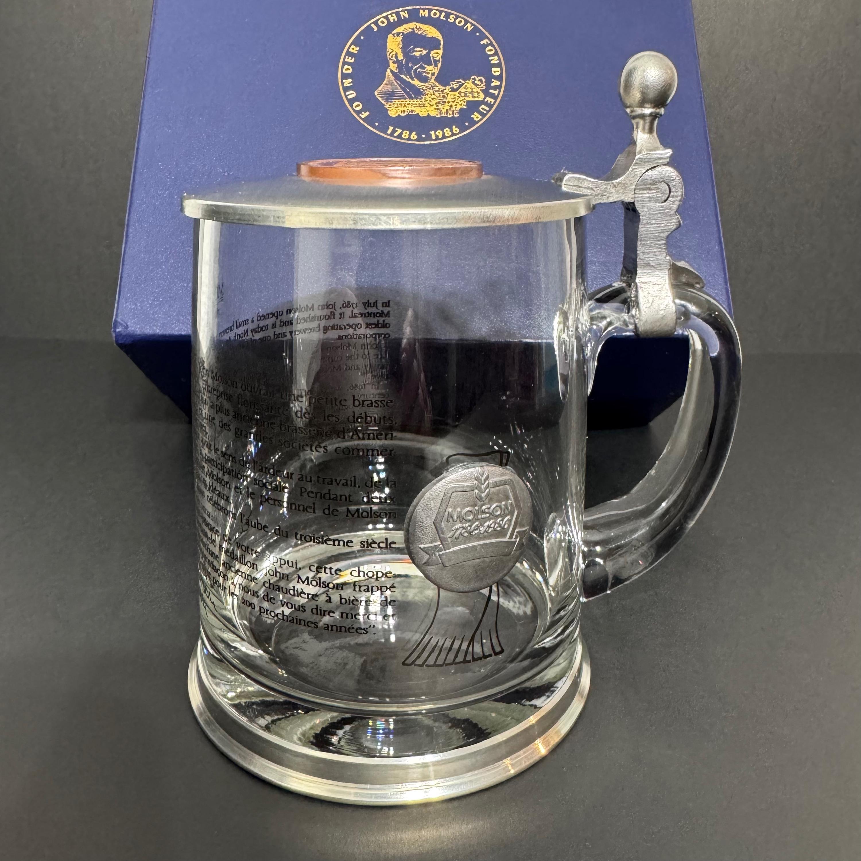 Vintage Rare Clear Glass Beer John Molson 1786-1986 200th