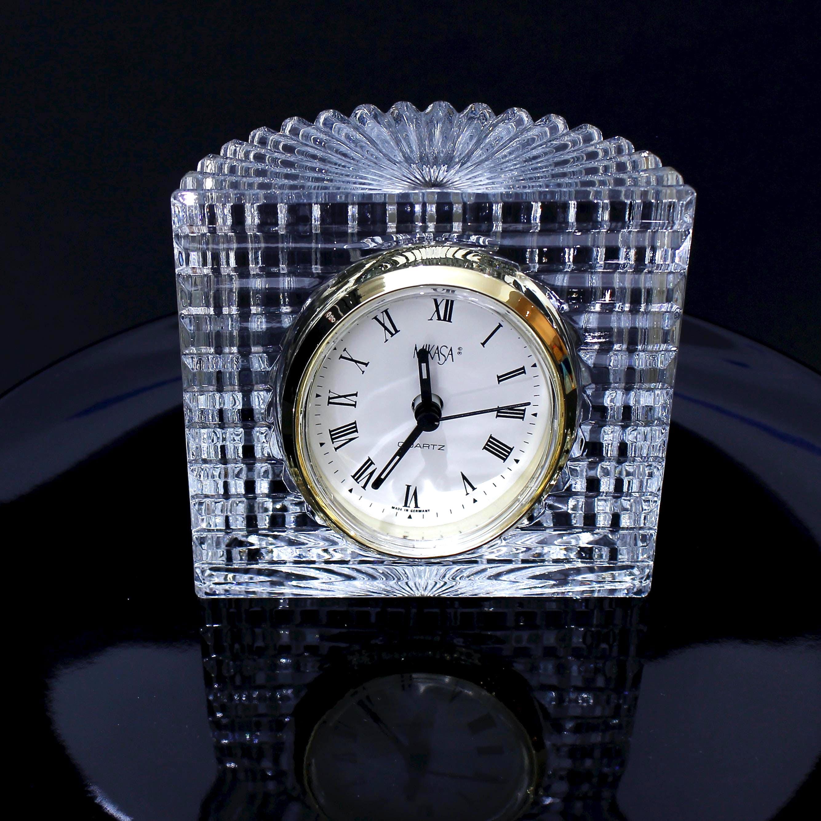 Crystal Clock European Mikasa™, Glass Desk Home Office Decor
