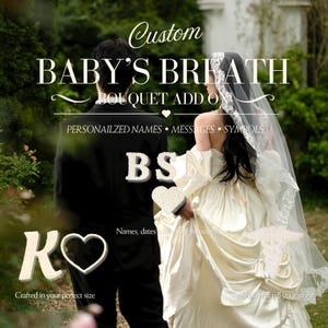 Personalized Baby’s Breath Initial | Custom Floral Letter for Bouquets, Wedding Gift, Anniversary | Florist Floral Decor | Ramo de Flores