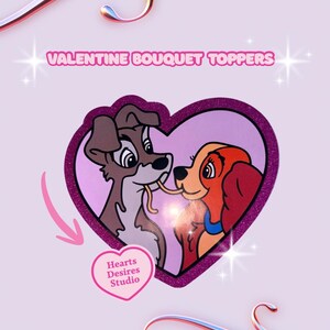 Red Kitty Valentine's Bouquet Topper: Glitter or Regular Cardstock 画像 8