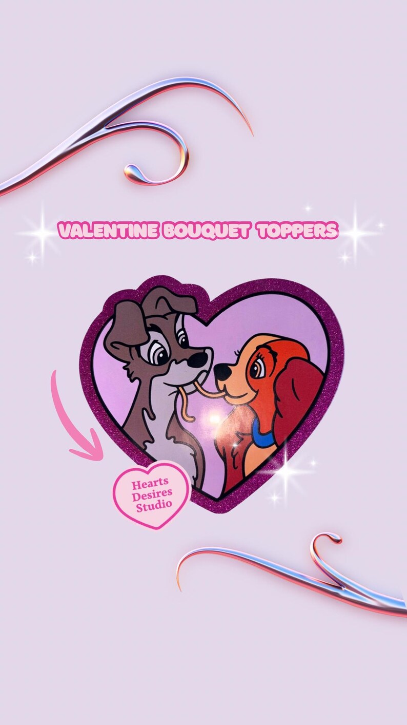 Red Kitty Valentine's Bouquet Topper: Glitter or Regular Cardstock 画像 8