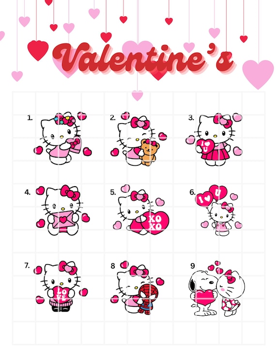 Red Kitty Valentine's Bouquet Topper: Glitter or Regular Cardstock