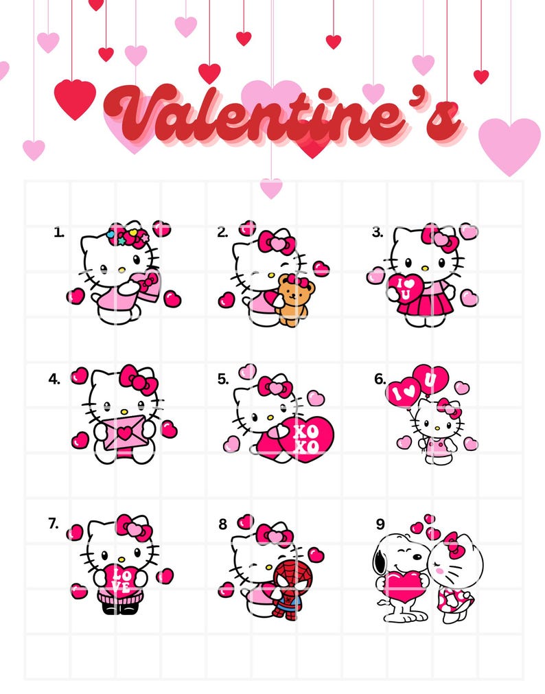 Red Kitty Valentine's Bouquet Topper: Glitter or Regular Cardstock 画像 1