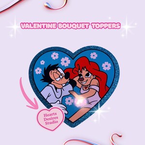 Red Kitty Valentine's Bouquet Topper: Glitter or Regular Cardstock 画像 9