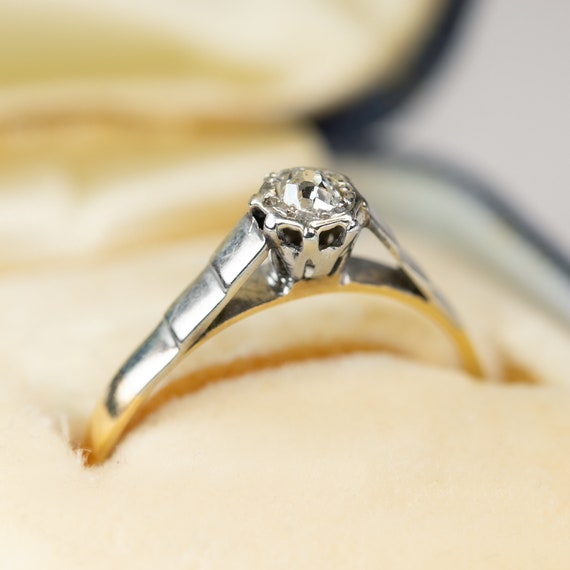Authentic Edwardian Diamond Solitaire Ring 18 Car… - image 7