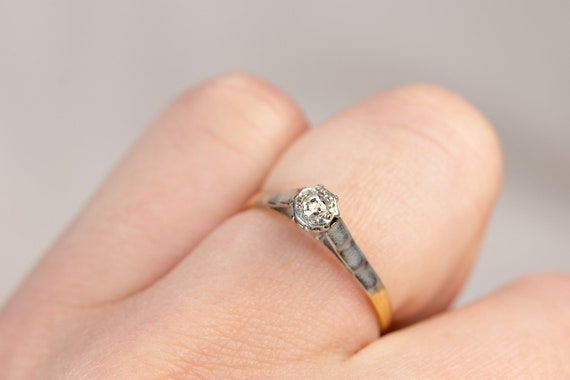 Authentic Edwardian Diamond Solitaire Ring 18 Car… - image 8