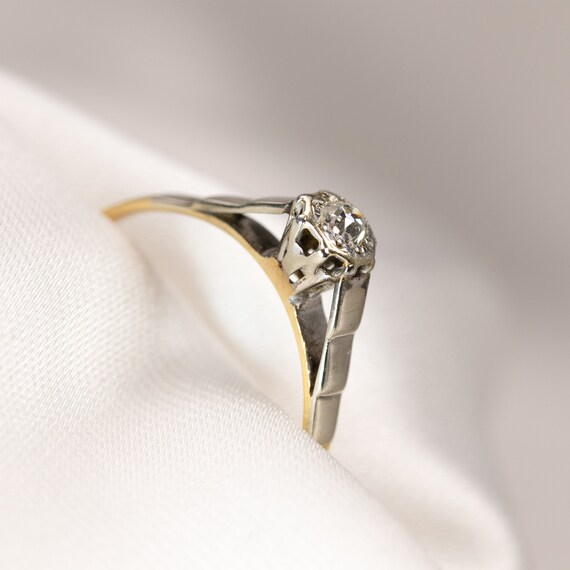 Authentic Edwardian Diamond Solitaire Ring 18 Car… - image 2