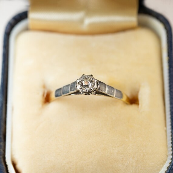Authentic Edwardian Diamond Solitaire Ring 18 Car… - image 6