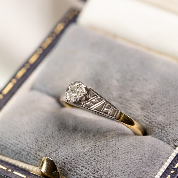 Antique 1920's Diamond Solitaire Ring 18 Carat Ye… - image 3