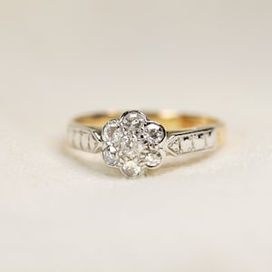 Antique Flower Edwardian Diamond Daisy Cluster Engagement Ring Size L - Beautiful Promise Ring / Gift Jewellery - Ideal Birthday Present