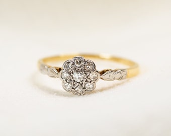 Genuine Edwaridan Diamond Daisy Cluster Flower Ring Size N 1/2 - Delicate Engagement or Promise Ring