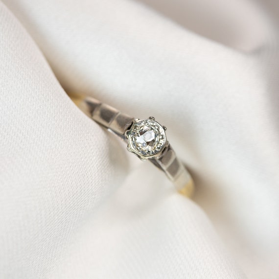 Authentic Edwardian Diamond Solitaire Ring 18 Car… - image 1