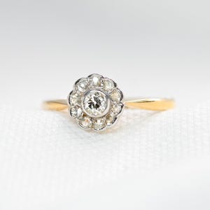 Genuine Edwardian Diamond Daisy Cluster Ring Size I - Vintage Flower Design Engagement / Promise / Anniversary Ring, or The Perfect Gift!