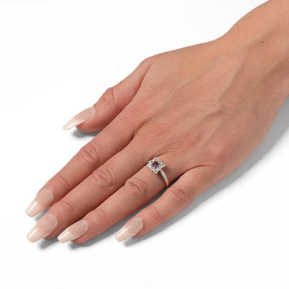 Vintage Ruby & Diamond Cluster Ring Size O.5 - 18… - image 4