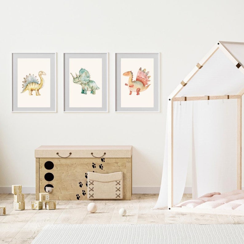 Boys Room Decor Printable Dinosaur Wall Art Nursery Wall Decor Set of 3 ...