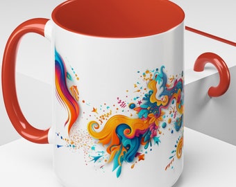Two-Tone Coffee Mug: Stylish Ceramic Cup for Home & Office