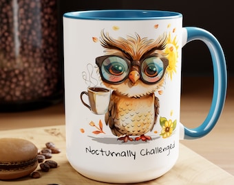 Tazza da caffè a forma di gufo: design artistico, regalo per gli amanti dei gufi (15 oz)