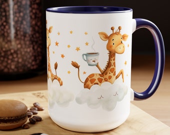 Giraffe Coffee Mug: Whimsical Art, Gift for Giraffe Lovers (15 oz)