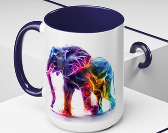 Artistic Elephant Ceramic Coffee Mug - Unique Animal Lover Gift