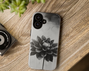 Funda para iPhone con diseño de flor de dalia: carcasa rígida protectora con diseño floral