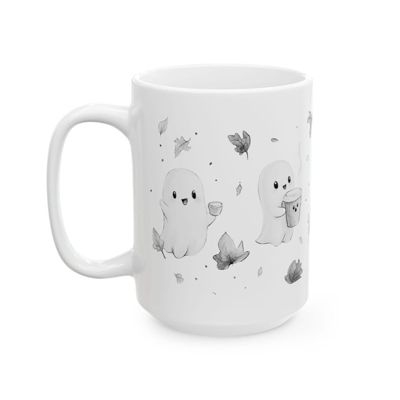 Spooky Ghost Coffee Mug, Halloween Decor, 15oz image 2