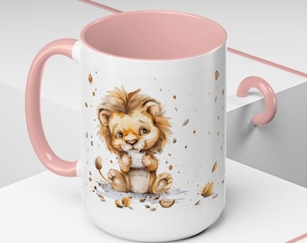 Caneca de café amante de leões: arte da vida selvagem, caneca de cerâmica de 15 oz