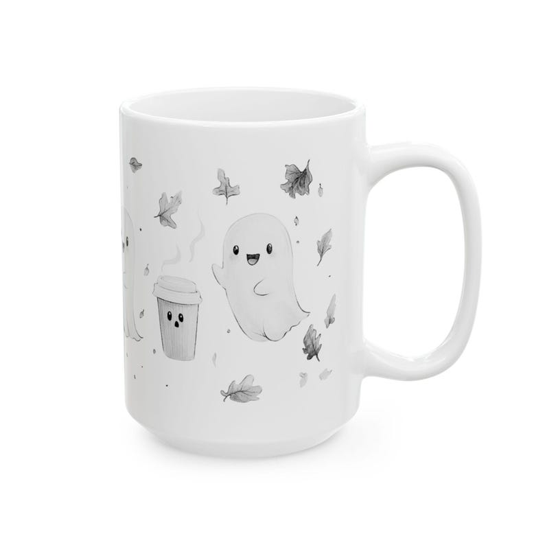 Spooky Ghost Coffee Mug, Halloween Decor, 15oz image 3