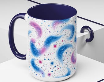 Starry Night Coffee Mug: Colorful Galaxy Ceramic Cup - 15oz