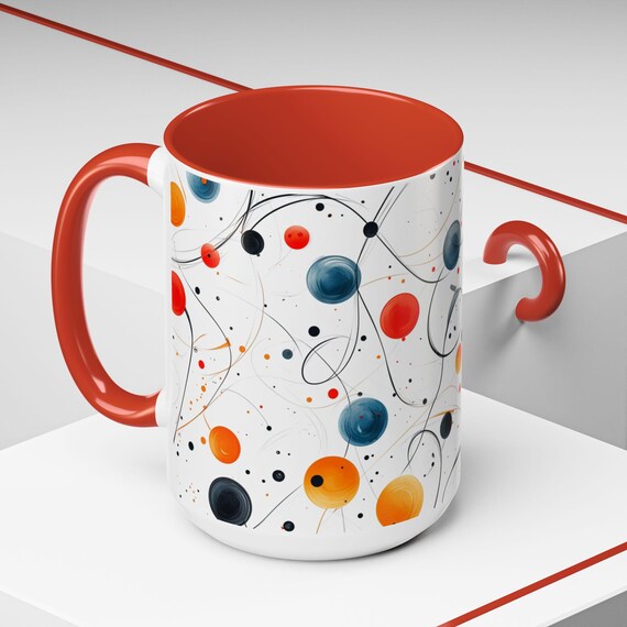 Abstract Geometric Ceramic Coffee Mug - Stylish 15 oz Design