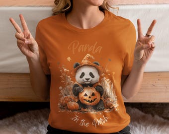 Panda Halloween T-shirt | Pumpafältskostym T-shirt