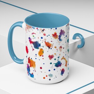 Colorful Starry Night Coffee Mug - Handcrafted Ceramic 15 oz